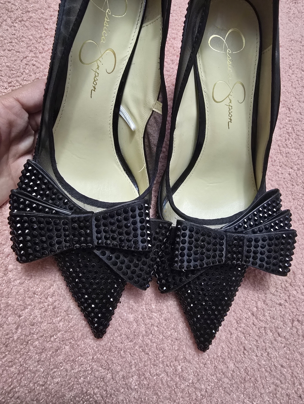 Jessica Simpson Sequin Bow Heel Pumps Sz 9 - Picture 3 of 9